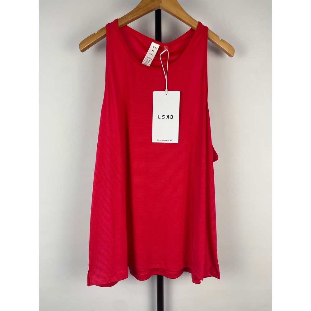 LSKD Womens Red Pace Running Activewear Tank Top XL NWT Performance Gym Shirt